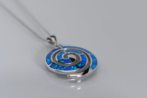 Sterling and opal swirl necklace