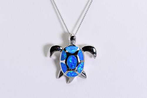 Sterling and opal turtle necklace