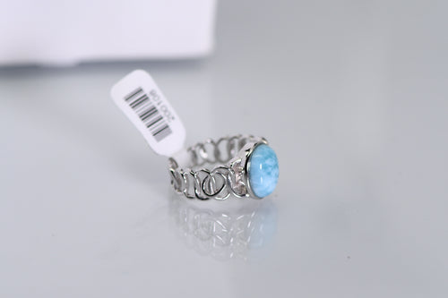 Sterling and Larimar looped ring