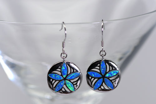 Sterling and opal sand dollar earrings