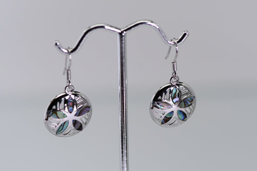 Sterling and abalone sand dollar earrings