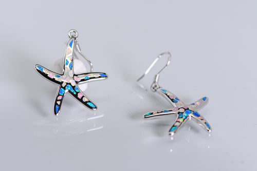Sterling silver and opal starfish earrings