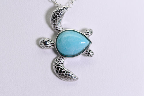 Sterling and amazonite turtle pendant