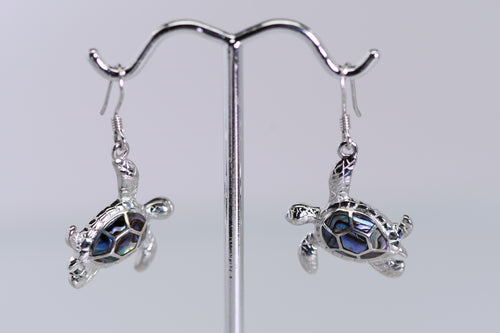 Sterling and abalone turtle earrings