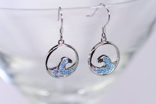 Sterling and blue topaz wave earrings