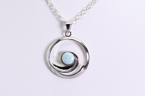 Sterling and larimar wave pendant