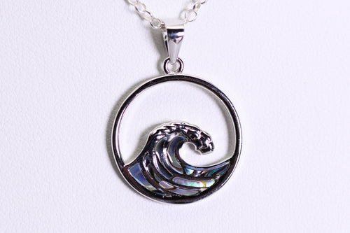 Sterling and abalone wave pendant