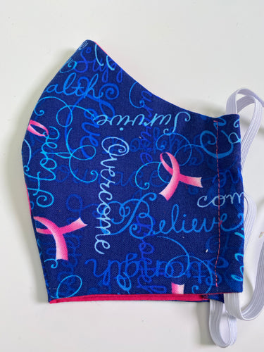 Breast Cancer Awareness with pink ribbon - Inspirational - face mask