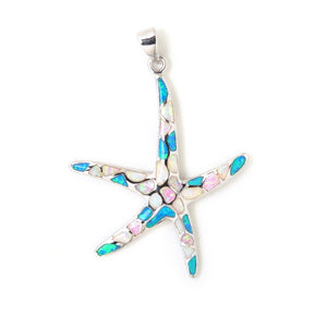 Sterling silver and opal starfish pendant