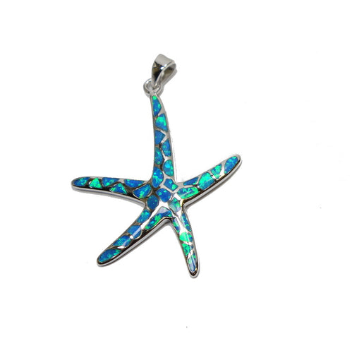 Sterling silver and opal dancing starfish pendant