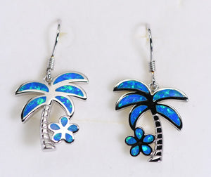 Sterling and opal Palm tree earrings