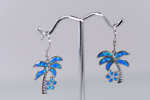 Sterling and opal Palm tree earrings