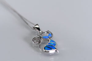 Sterling and opal cat necklace