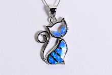 Load image into Gallery viewer, Sterling and opal cat necklace