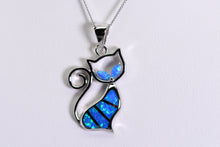 Load image into Gallery viewer, Sterling and opal cat necklace