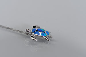 Sterling and opal turtle necklace