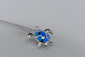 Sterling and opal turtle necklace