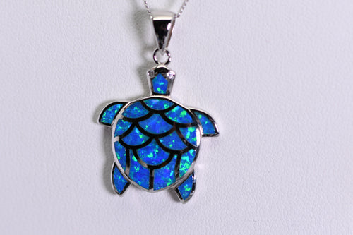 Sterling and opal sea turtle necklace