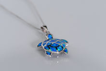 Load image into Gallery viewer, Sterling and opal sea turtle necklace