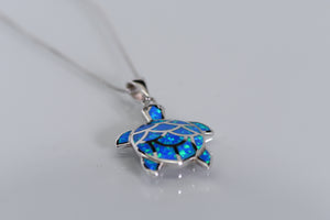 Sterling and opal sea turtle necklace