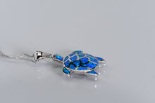 Load image into Gallery viewer, Sterling and opal sea turtle necklace
