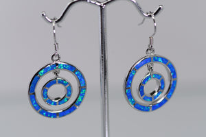 Sterling and opal double ring earrings