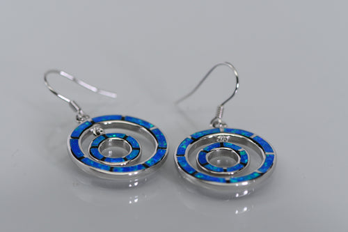 Sterling and opal double ring earrings