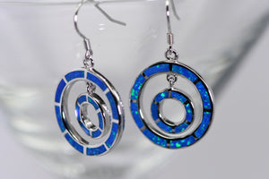 Sterling and opal double ring earrings