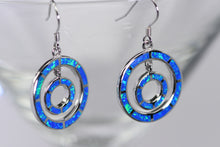 Load image into Gallery viewer, Sterling and opal double ring earrings