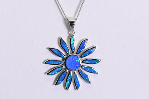 Sterling and opal Sun necklace