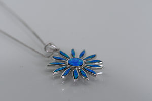 Sterling and opal Sun necklace