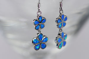Sterling and opal flower earrings