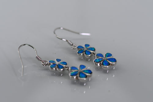 Sterling and opal flower earrings