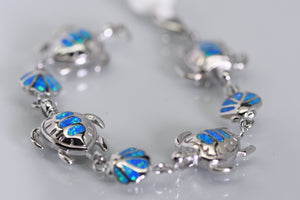 Sterling and opal Turtle and shell bracelet