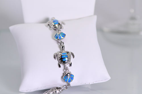 Sterling and opal Turtle and shell bracelet
