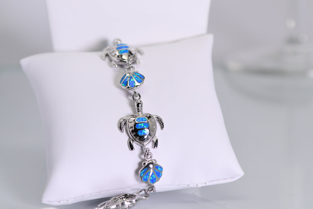 Sterling and opal Turtle and shell bracelet
