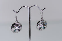 Load image into Gallery viewer, Sterling and abalone sand dollar earrings