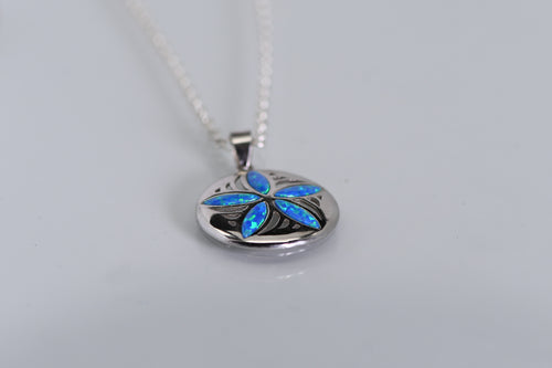 Sterling and opal sand dollar pendant