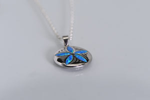Sterling and opal sand dollar pendant