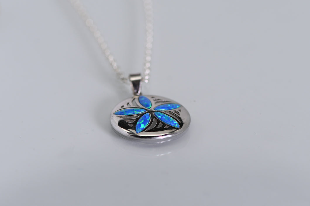 Sterling and opal sand dollar pendant