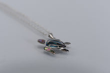Load image into Gallery viewer, Sterling and mosaic abalone turtle pendant