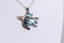 Load image into Gallery viewer, Sterling and mosaic abalone turtle pendant