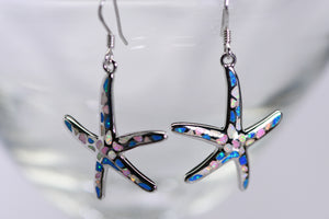 Sterling silver and opal starfish earrings