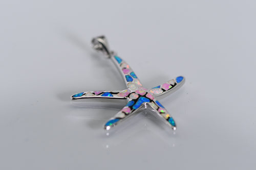 Sterling silver and opal starfish pendant
