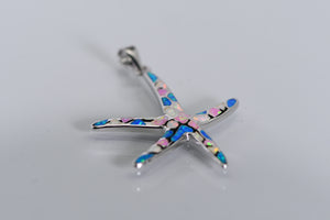 Sterling silver and opal starfish pendant