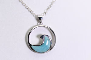 Sterling and Larimar wave pendant
