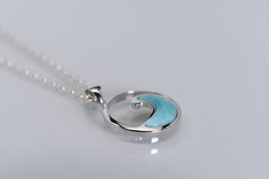 Sterling and Larimar wave pendant