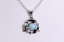 Load image into Gallery viewer, Sterling and Larimar dophin pendant