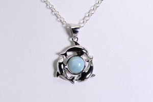 Sterling and Larimar dophin pendant