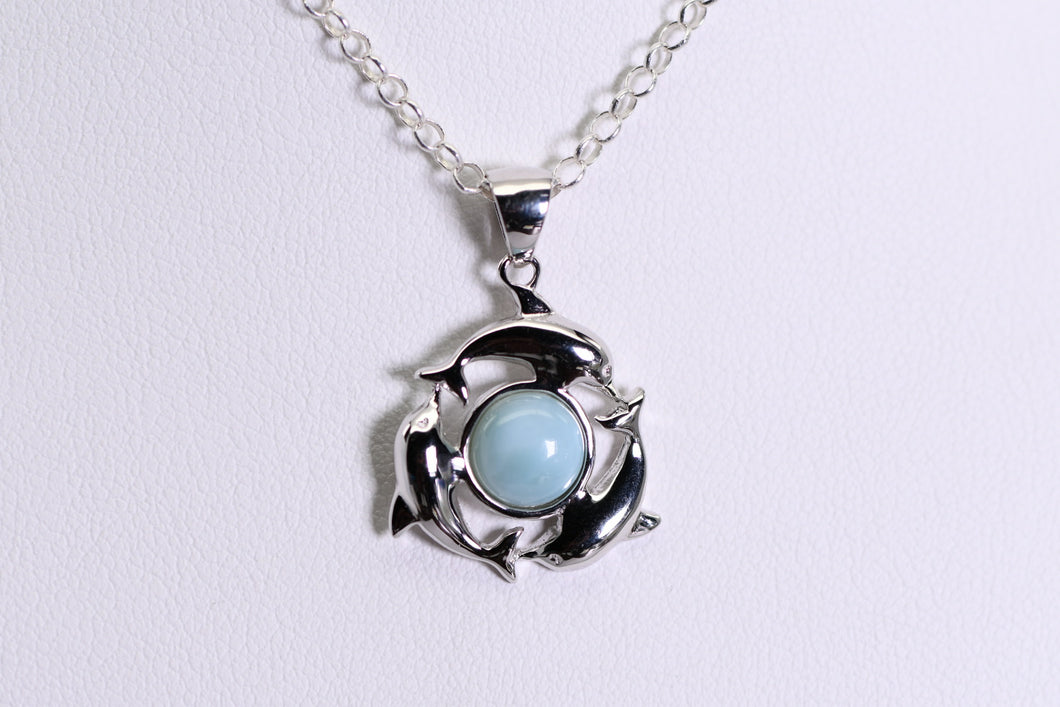 Sterling and Larimar dophin pendant